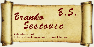 Branko Šestović vizit kartica